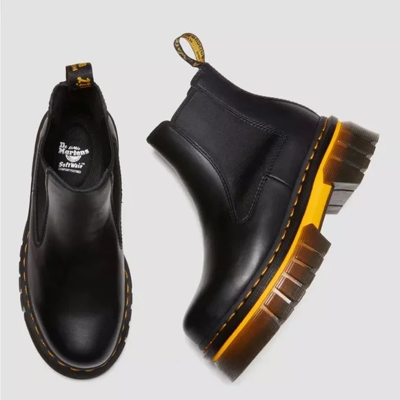 Martens Shoes Audrick Contrast Sole Leather Platform